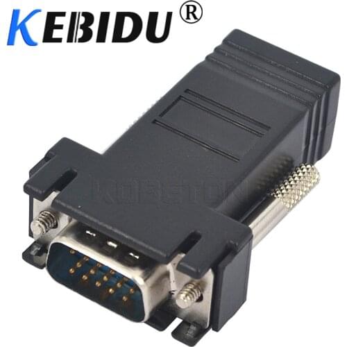 Kebidu RJ45 to VGA Extension Extender Cord Male To Lan Cat5 Cat5e RJ45 Ethernet Female Adapter for PC Desktop Computer