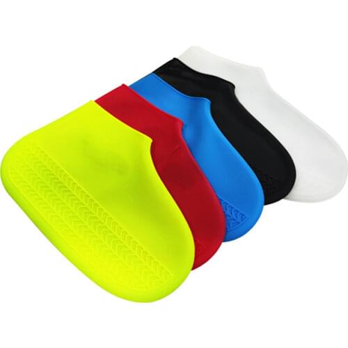 1 Pair Waterproof Silicone Shoe Covers Portable Reusable Non-slip Outdoor Shoes Protective Cover Protectors Universal Feet Cover