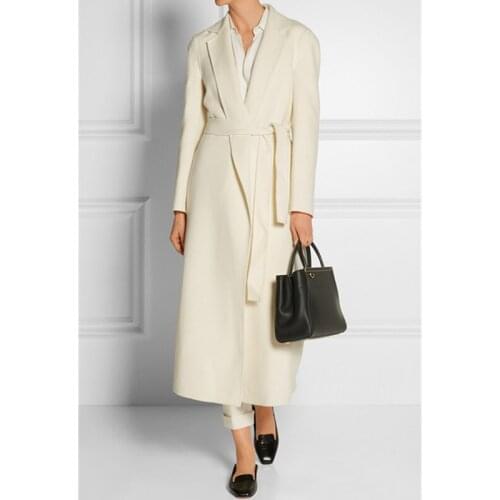 White Solid Womens Long Coats 2019 Winter New Slim Warm Fashion Wool Blend Coat and Jacket Elegant Long Female Jacket Outwear