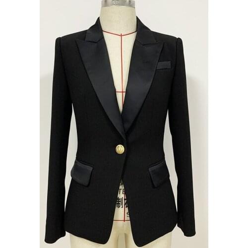 Free Shipping 2021 New Autumn Women Blazers Jakcets Elegant Stylish Single Button Slim Fit Saint Blazer Black Formal