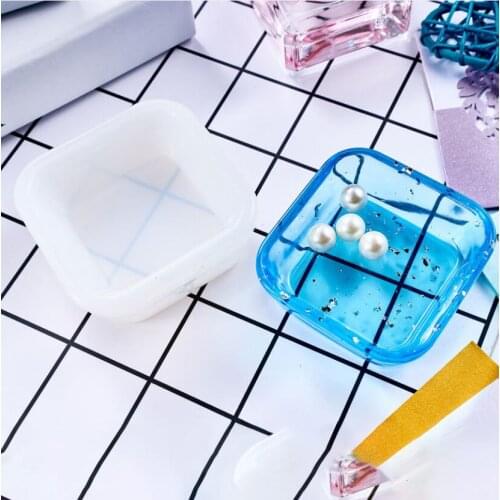 1PC Small Square Tinket Dish Mold Square Silicone Mold Resin Box Mold Glitter Jewelry Dish Diy Home Decor Soap Dish