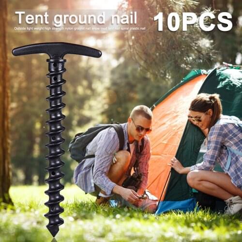 10pcs/Pack Outdoor Camping Peg Ground Nails Screw Anchor Stakes Pegs Hiking Tent Stakes Pins Tent Accessories