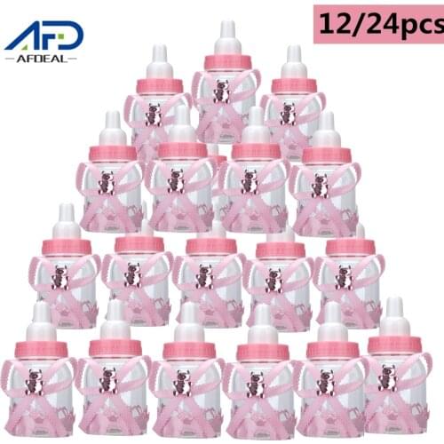 12/24Pcs Mini Feeding Bottles Chocolates Candy Bottle Baby Shower Baptism Favors Box Wedding Birthday Baby Shower Gift Box