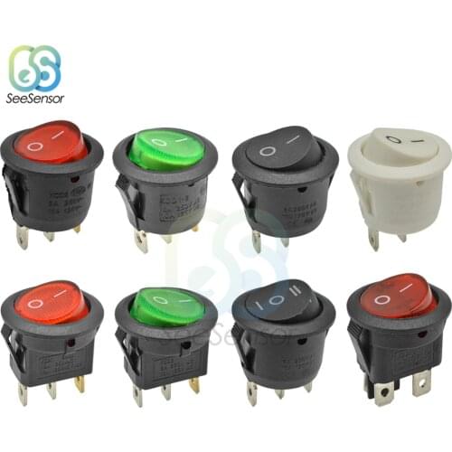2Pcs/lot 20mm Mini Round Rocker Switch Plastic Push Button Switch 6A 250VAC 10A 125VAC ON-OFF ON-OFF-ON 2Pin 3Pin