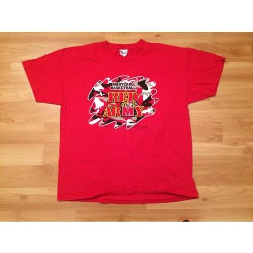 2004 UNIVERSITY OF MARYLAND TERPS BASKETBALLER T SHIRT MENS XL RED ARMY UNCLE SAM