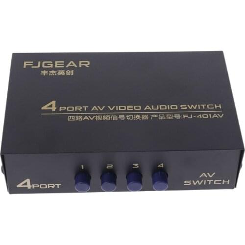 2020 New 4 Port AV Audio Video RCA 4 Input 1 Output Switcher Switch Selector Splitter Box