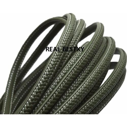5m/lot approx 8*5mm hunter Flat braided Leather Cord Beading Cord Rope String For Jewelry Making Necklace Bracelet leather cords