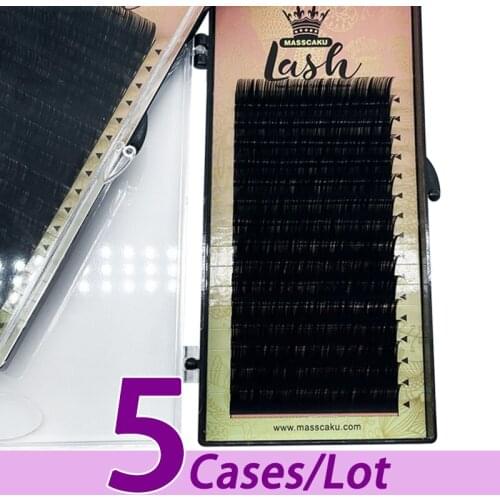 5pcs/lot 2021 Newest Style Premium Natural Synthetic Mink eyelash C/D volume Individual Lashes glossy black false eyelashes