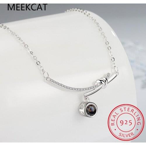 925 Sterling Silver New Woman Fashion Jewelry High Quality Simple Black Crystal Zircon Pendant Necklace Length 40+5CM