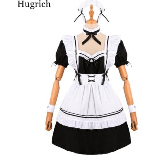 Amine Black Cute Lolita French Maid Cosplay Costume Dress Girls Woman Waitress Maid Party Stage Costumes