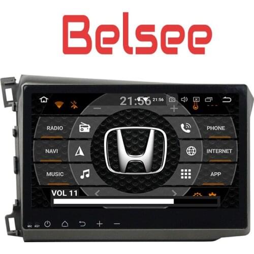 Belsee for 2012-2014 Honda Civic Car Stereo 10.1" IPS Screen Android 8 Radio Unit Octa Core GPS Navigation Autoradio Bluetooth