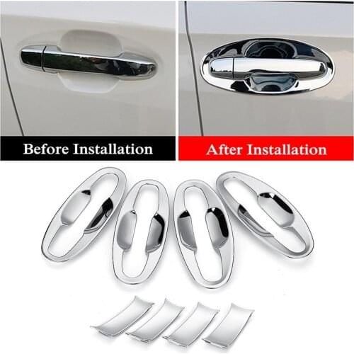 Abaiwai Car Styling ABS Chrome Car Door Handle Bowl Cover Cup Overlay Trim Protector For Subaru Crosstrek XV 2018 2019 8pcs/set