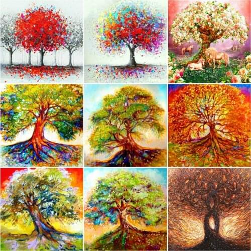 AZQSD Diamond Embroidery Tree Mosaic Full Square Picture Of Rhinestones Diamond Painting Landscape Cross Stitch Home Decor
