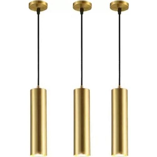 Cylinder Single Small Brass Finish Aluminium LED Pendant Lamp For Bars Dinning Room Decorative Bedside Lighting Fixtures