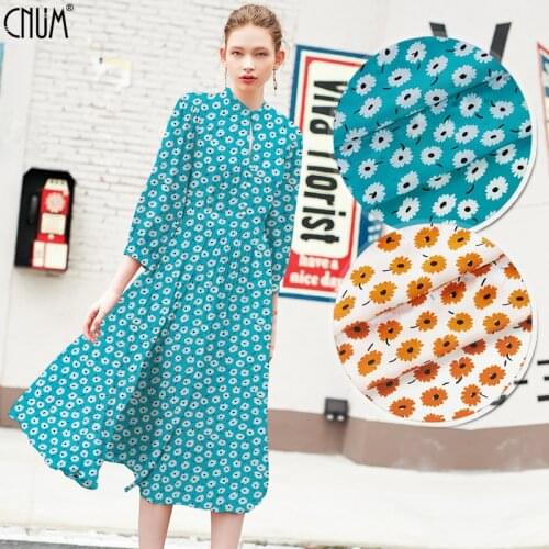 CNUM SCD146 100% Natural Silk Crepe De Chine/ Coreopsis /Silk Fabric Width 1.48yd Thickness 12mm/ Unit:Meter