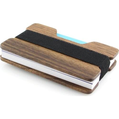 Dropshipping Women Walnut Wood Credit Card Holder 2020 Fashion Slim Minimalist Wooden Wallet For Men