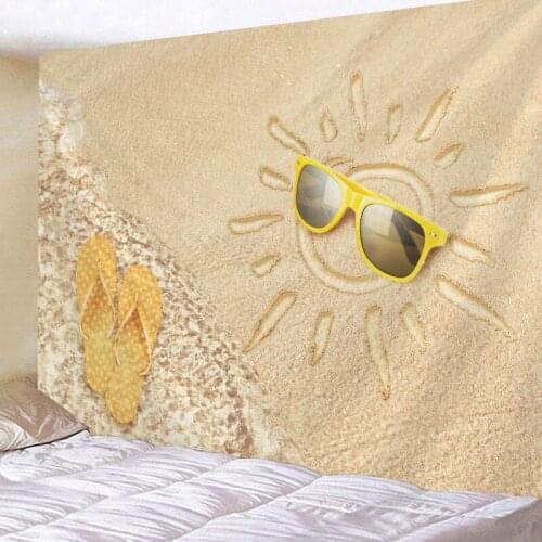 Tapestry Wall Hanging Bed Spread Beach Towel Table Cloth Yoga Mat Home Decoration Sea Beach Design Rectangle 150cmx130cm