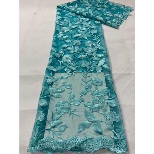 Hot Sale African Mesh Lace Fabric Leafs Tulle Embroidery Craft Sewing DIY Evening Party Wedding Dress Trimming 5 Yards Wholesale