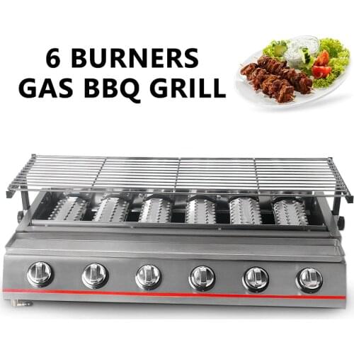 ITOP 6 Burners Gas BBQ Grill Stainless Steel LPG Griddle Barbecue Grills Heavy Duty Kitchen Barbecue Tools For Outdoor Machine