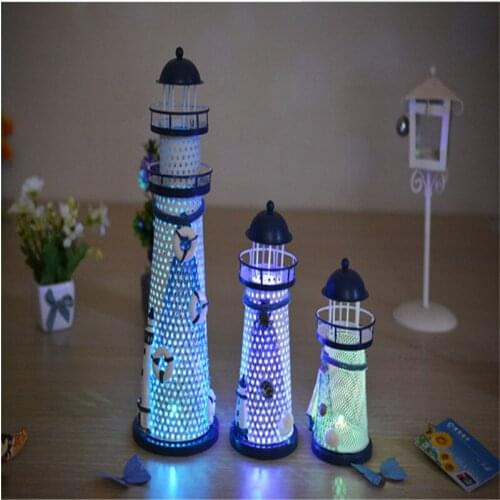 Hot-selling Mediterranean-style lighthouse wrought iron Candlestick Candle holder Home decoration