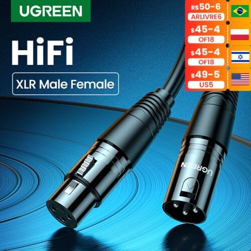 UGREEN XLR Cable Karaoke Microphone Sound Cannon Cable Plug XLR Extension Mikrofon Cable for Audio Mixer Amplifiers XLR Cord