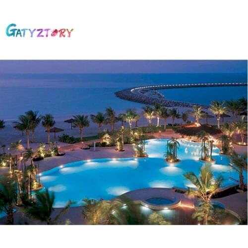 Gatyztory Painting By Numbers For Adults Landscape Canvas Painting Seaside Coloring By Numbers Decorative Frames Home Decor