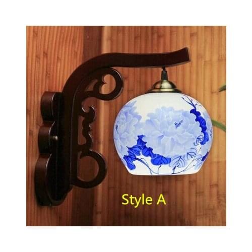 Chinese Style,Jingdezhen blue and white porcelain,hand-painted flowers,1 Light,Warm light, Led Wall Sconce,E26/E27,Bulb Included