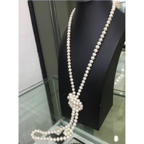 Classic 9-10mm round south sea white pearl necklace48inch14k/20