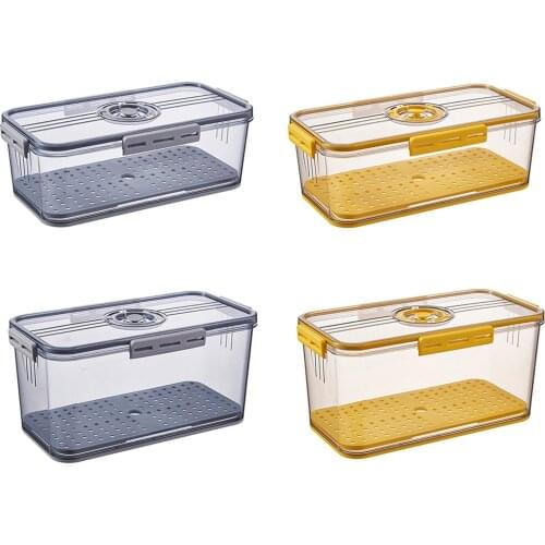 Food Storage Container Fruit Vegetables Organizer Transparent Food Storage Box With Top Timing For Fridge Freezer 32.5*17.5*15.3