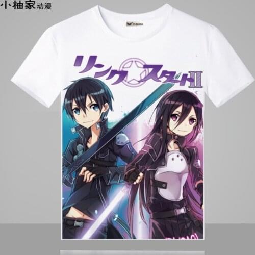 Anime Sword Art Online Cosplay Summer Breathable Fashion Neck Short Sleeve Print Student Campus Men and Women T-shirt