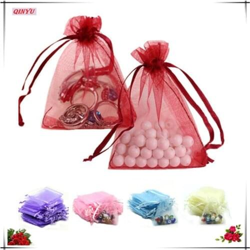 50Pcs/lot 11x16cm Wholesale Organza Pouch Jewelry Gift Bag for Wedding/Christmas/Party Supplies Beautiful Multiple Colours 8z