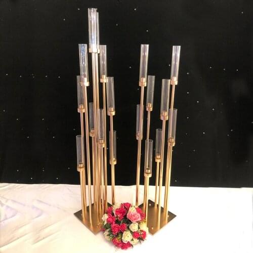 10 Heads Metal Candle Holders Table Decoration Road Lead Wedding Decor Party Favors Table Centerpiece Stand Pillar Candlestick