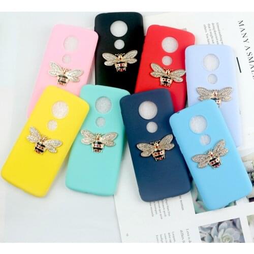 Cute Bling Metal Diamond Bee Case for Motorola Moto One Action Vision Marco P40 Power P30 Note X4 C Z4 Z3 G4 G3 Soft TPU Shell
