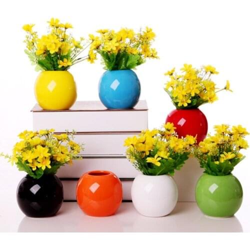Mini Ceramic Vase Simulation Flower Set Simple Modern Home Decoration Living Room Wine Cabinet Small Ornaments Ceramic Europe