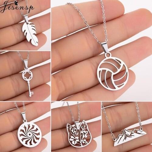 Fashion Volleyball Necklace Women Men Ball Pendant Sports Jewelry Men Punk Mountain Key Compass Necklaces Collier Femme 2021
