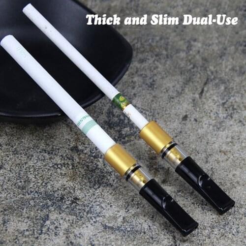 Cycle use Cigarette Holder Filter Thick and Slim Dual-Use Washable Carved Metal Mouthpiece smoke Pipe Smoking Accessories