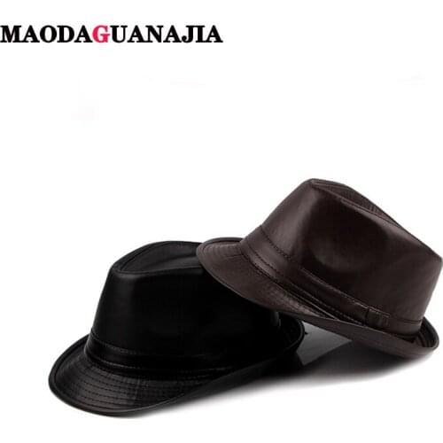 New Fashion Men Women real leather Fedoras 2020 new style real sheep cow leather Bowler/Derby caps hats jazz gentleman hat