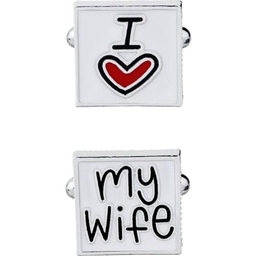 New Fashion Cufflink for men I Love My Wife Design Good Husband Cuff Link Men Shirt Charm Zinc Alloy Cufflinks Wholesale