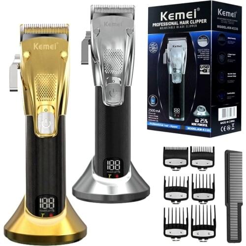 Original kemei professional LCD display hair trimmer adjustable barber electric hair clipper beard haircut machine rechargeable