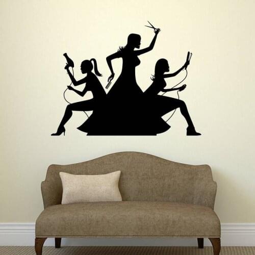 Hair Salon Wall Decal Beauty Salon Scissor Sticker Barber Shop Vinyl Wall Decals Decor Mural Hairdresser Glass Window Sticker