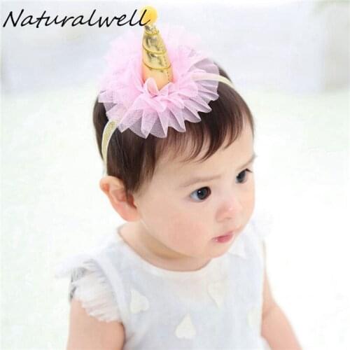 Kids Unicorn Headband Newborn Girls Flower Hair Bands Lovely Girls Crown Birthday Party Headdress HB161S
