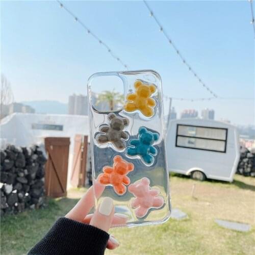 3D New Fashion Transparent Case For iphone 12mini pro 11 Pro max Xr xs se 2020 7 8 plus Cases Epoxy Soft Back Cover