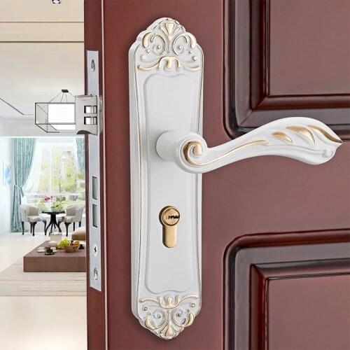 Ivory room interior door handle European double tongue bedroom hardware home suit solid wood bearing door handle lock