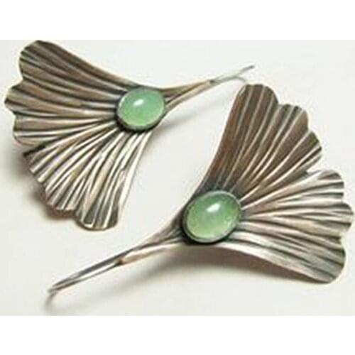 Romantic Retro Ginkgo Biloba Drop Earrings free-form shape Long Chain Boho Earrings for Women Handmade Jewelry Brincos