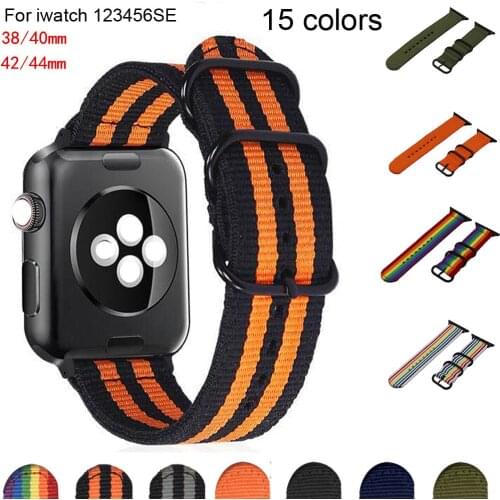 Nylon Weave Replacement Watch Strap for Apple Watch Series 6 SE 5 4 3 2 1 38 40 42 44mm Canvas Wrist Band for iWatch Watchband