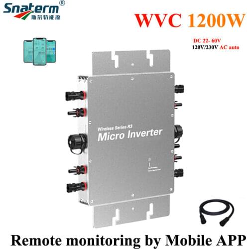 Solar Grid Tie Inverter 1200W Micro Pure Sine Wave Inverter Input DC22V-60V to AC110V230V Built-in Wi-Fi Solar Inverter