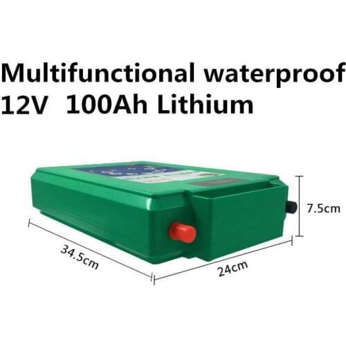 Compatible 12V 100AH Lithium ion Battery 1000W Waterproof case 5V USB Port Rechargeable For Emergency Power bank LED lamp