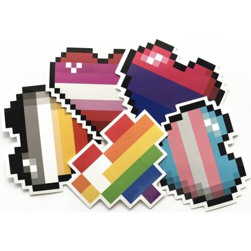 5Pcs/Lot Pixel Love 2021 Style Stickers Decal For for Snowboard Laptop Luggage Car Fridge Car- Styling Sticker Pegatina