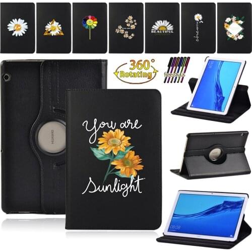 360 Rotating Case for Huawei MediaPad T3 10 9.6"/T5 10 10.1" Stand Cover PU Leather Tablet Funda Coque