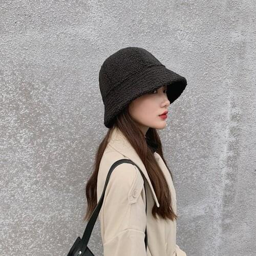 Women Dome Knitted Bucket Hat Thickened Warm Autumn Winter Hats For Women Korean Wool Hats Lady Panama Outdoor Fisherman Hats